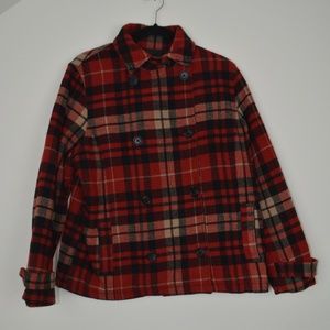 Red Plaid Wool Coat